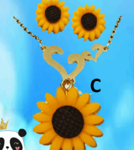 Duo cadena girasol con aretes